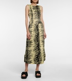 Ganni - Tiger-print satin midi dress