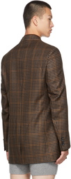 Dries Van Noten Brown Wool Tweed Check Blazer