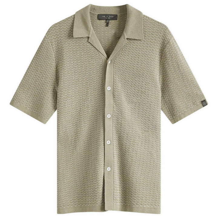 Photo: Rag & Bone Men's Jacquard Avery Short Sleeve Shirt in Vetiver