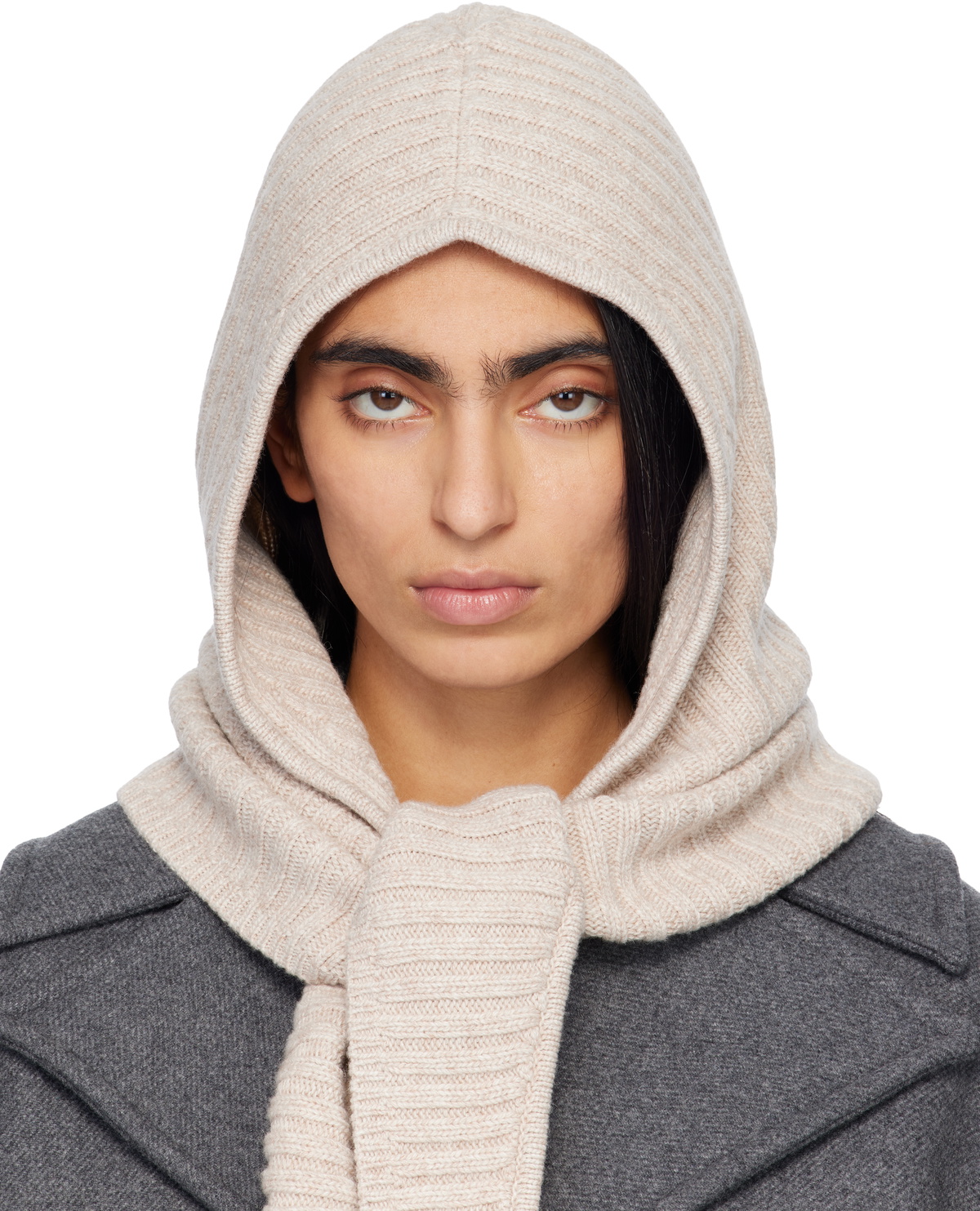 GANNI Beige Soft Wool Balaclava GANNI