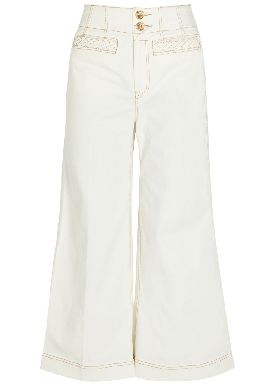 Zimmermann Roselight Cropped Flared-leg Jeans Cream