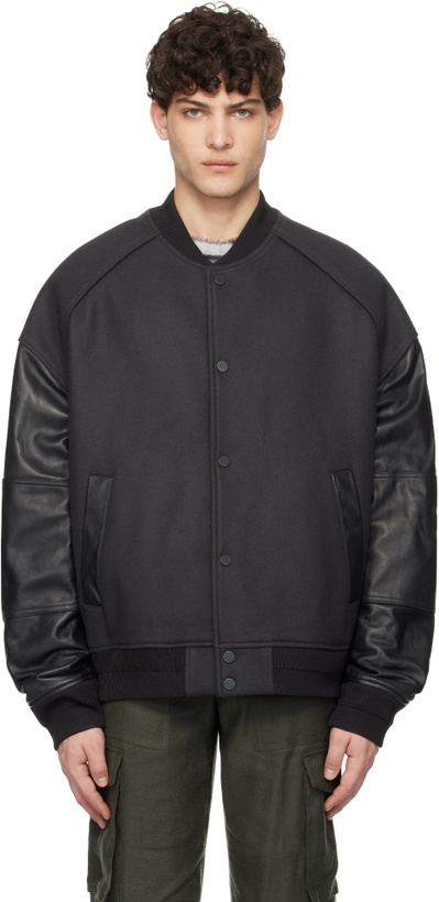 Photo: Juun.J Black Varsity Jumper Bomber Jacket