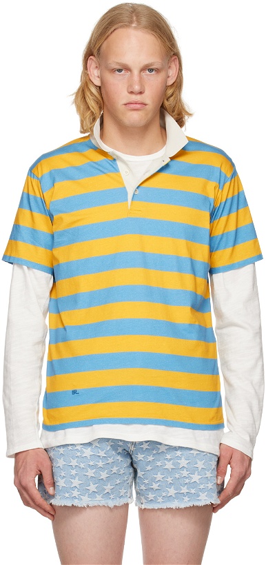 Photo: ERL Yellow & Blue Striped Polo