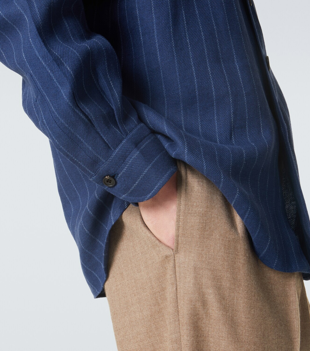 Rubinacci Striped linen and wool shirt