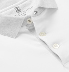 Brunello Cucinelli - Slim-Fit Contrast-Tipped Cotton-Jersey Polo Shirt - White