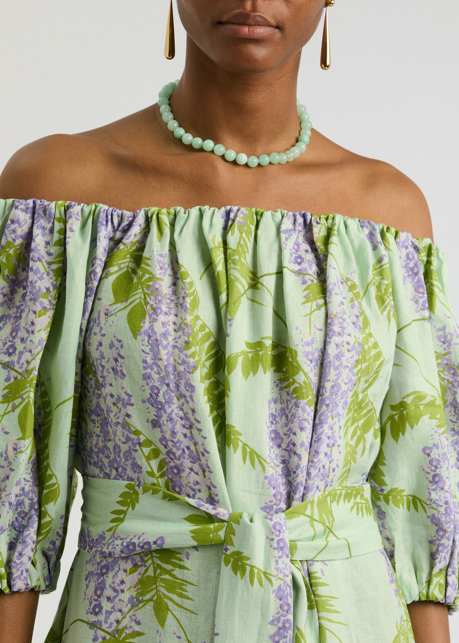 Bernadette Zaza Floral-print Linen Maxi Dress Green Bernadette