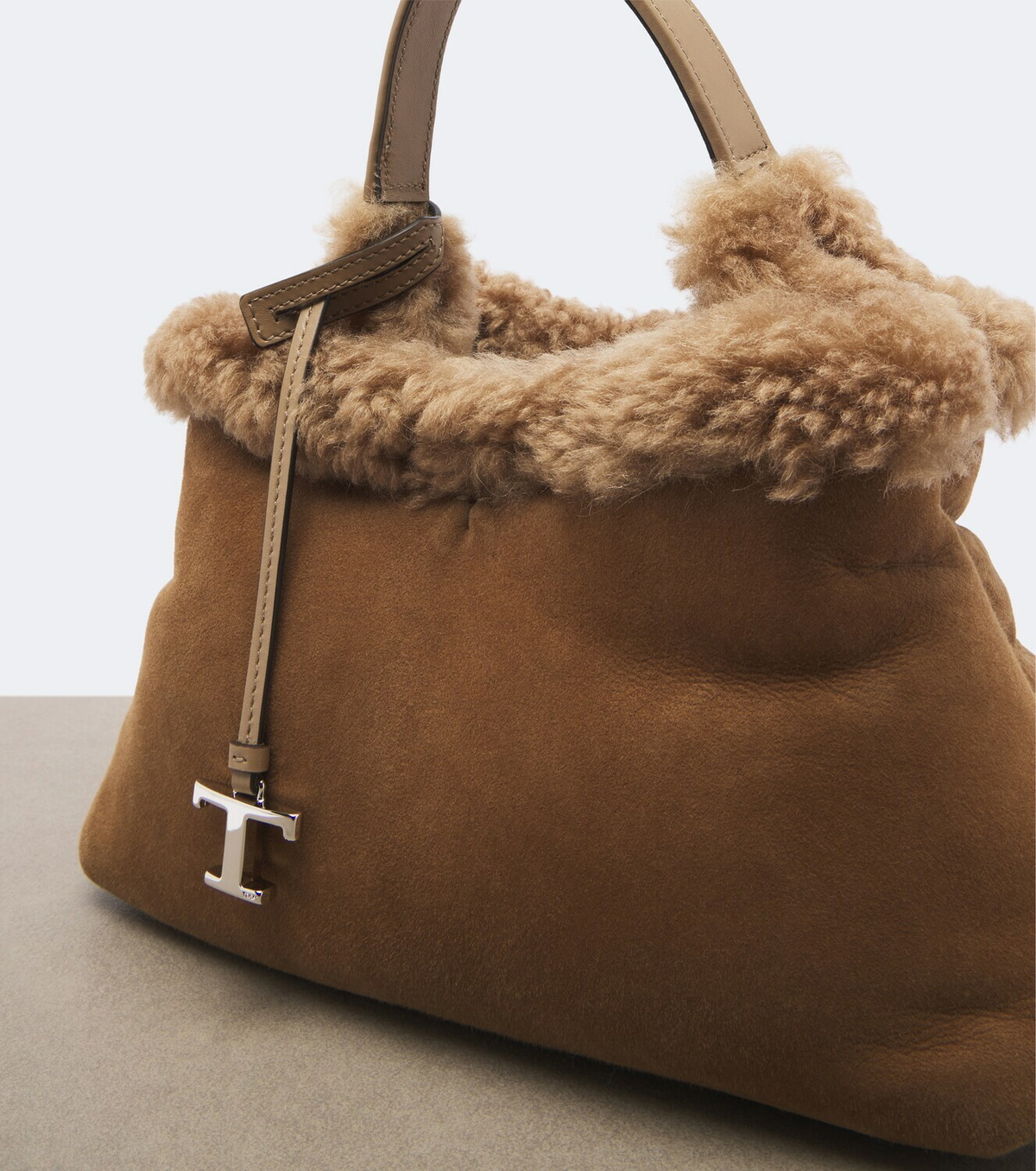 Tod's T Timeless shearling-lined suede tote bag
