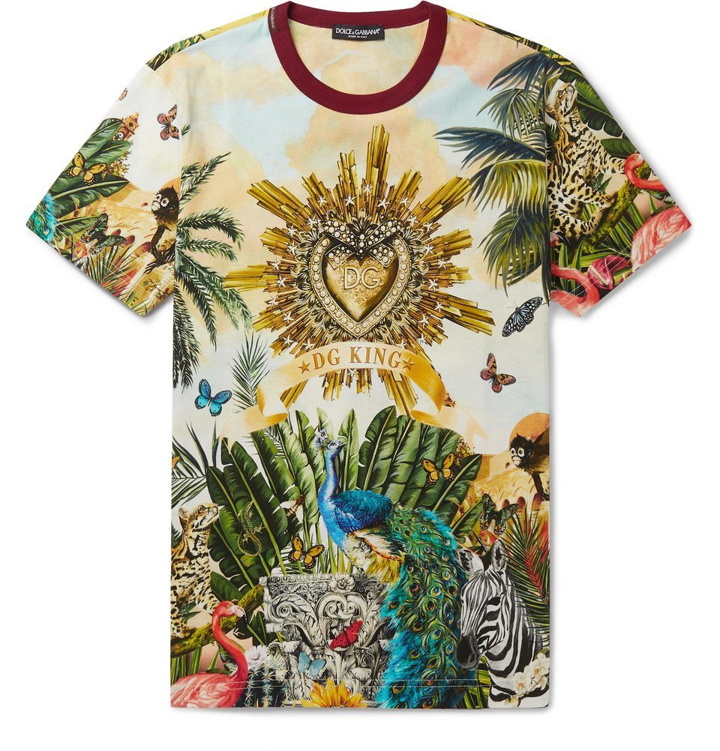 Photo: Dolce & Gabbana - Slim-Fit Printed Cotton-Jersey T-Shirt - Multi