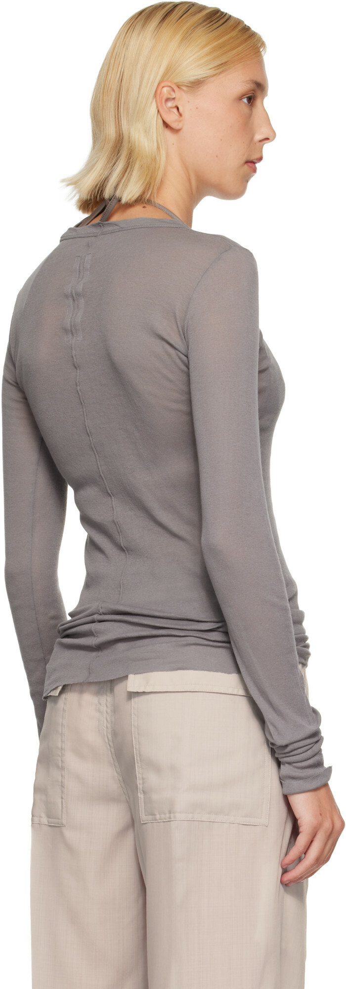 Rick Owens Gray Tower Rib LS T-shirt