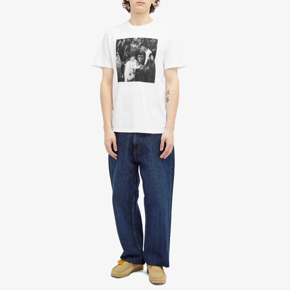 Boys Own Men's Dancefloor Front Print With Clockwork Logo Back T-S in White