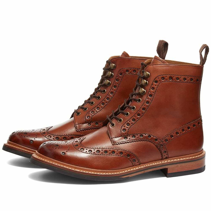 Photo: Grenson Men's Fred Brogue Boot in Tan Hand Painted Calf