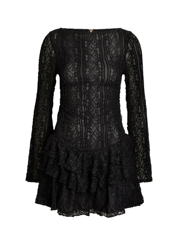 Photo: Free People Tabby Ruffled Lace Mini Dress Black