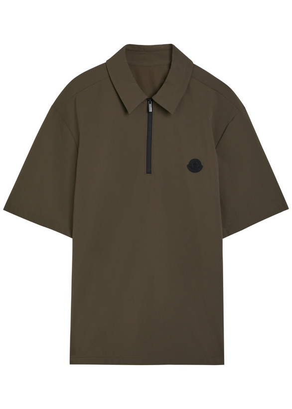 Photo: Moncler Logo-appliquéd Stretch-polyamide Polo Shirt Dark Brown