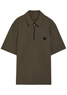 Moncler Logo-appliquéd Stretch-polyamide Polo Shirt Dark Brown