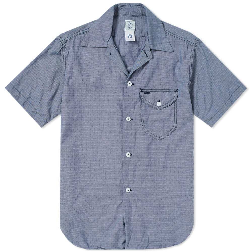 Photo: Post Overalls Short Sleeve Eazy Cruize 5 Washed Out Dobby Shirt Blue