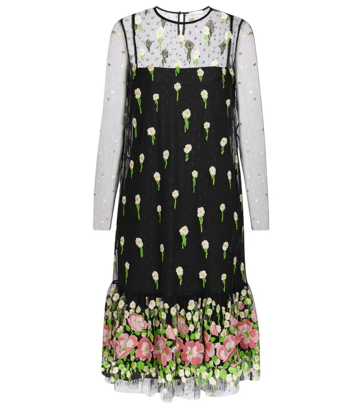 REDValentino Embellished point d'esprit tulle midi dress RED Valentino