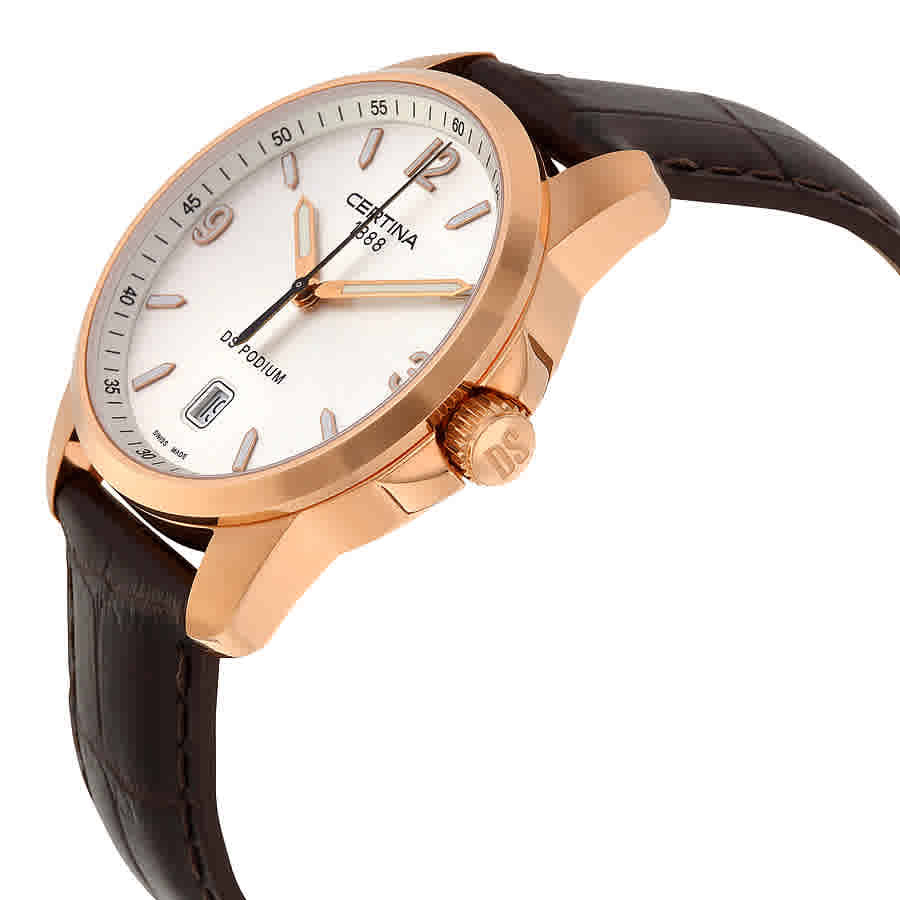 Certina DS Podium Silver Dial Brown Leather Mens Quartz Watch C0014103603701