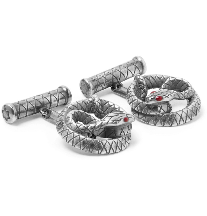 Photo: Montblanc - Snake Engraved Sterling Silver Cufflinks - Silver