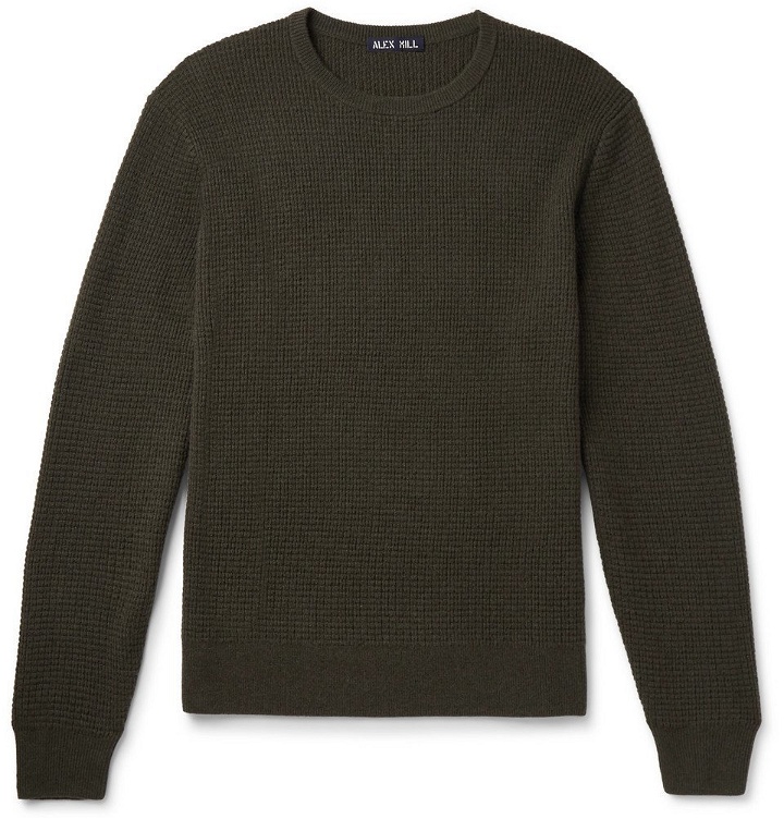 Photo: Alex Mill - Waffle-Knit Merino Wool and Cashmere-Blend Sweater - Army green