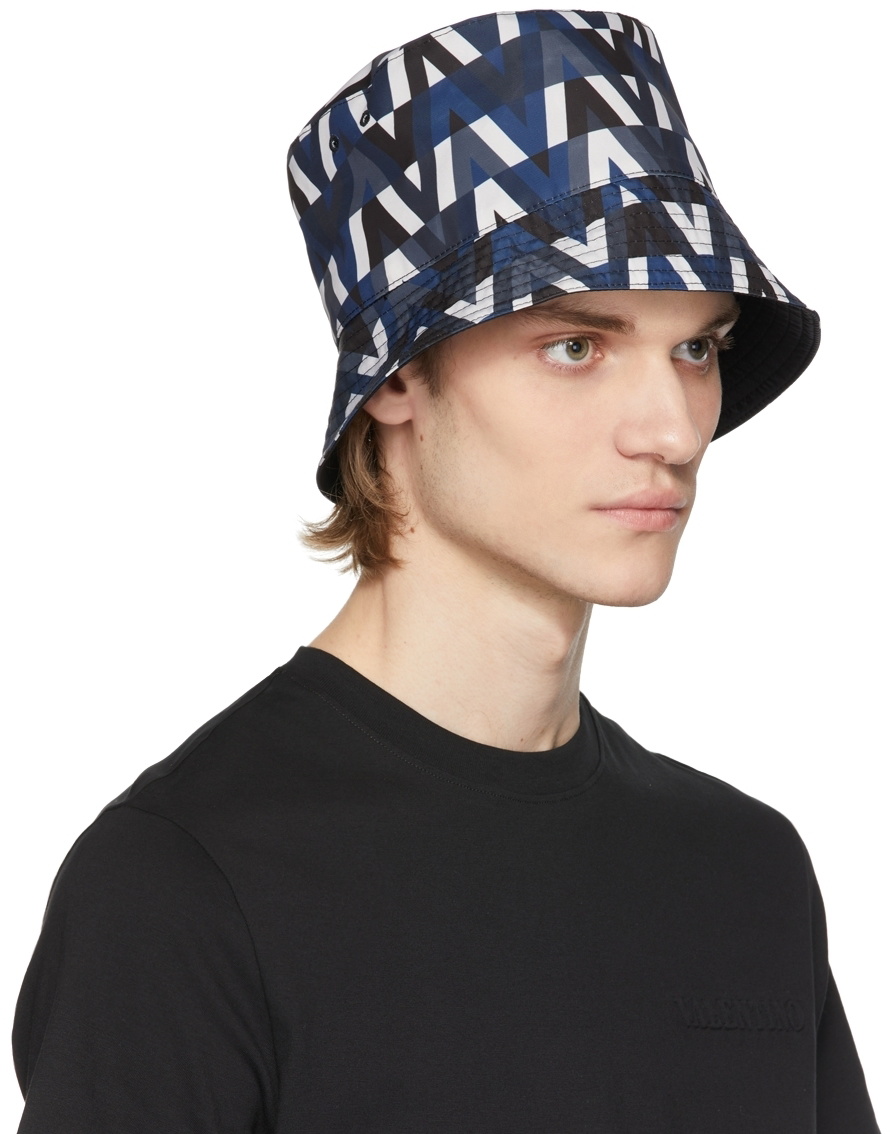 Valentino Garavani Reversible Blue Optical Bucket Hat Valentino