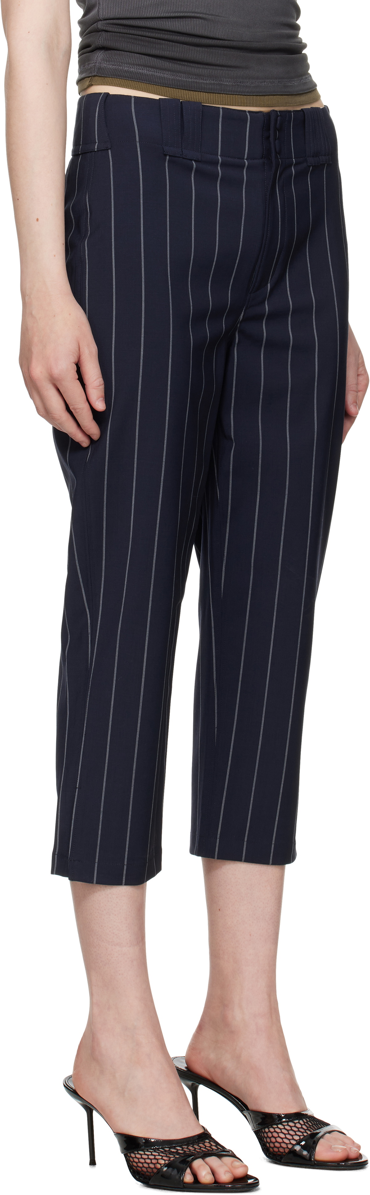 Alexander Wang Navy Baseball Pinstripe Capri Trousers