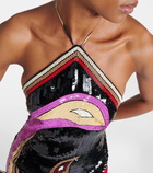 Pucci Sequined printed halterneck gown