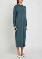 Eileen Fisher Stretch-jersey Midi Shirt Dress Blue