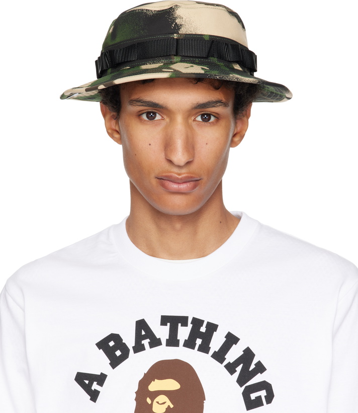 Photo: BAPE Green & Beige Map Camo Military Bucket Hat
