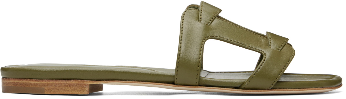 Manolo Blahnik Brown Grellanuflat Nappa Leather Flat Sandals