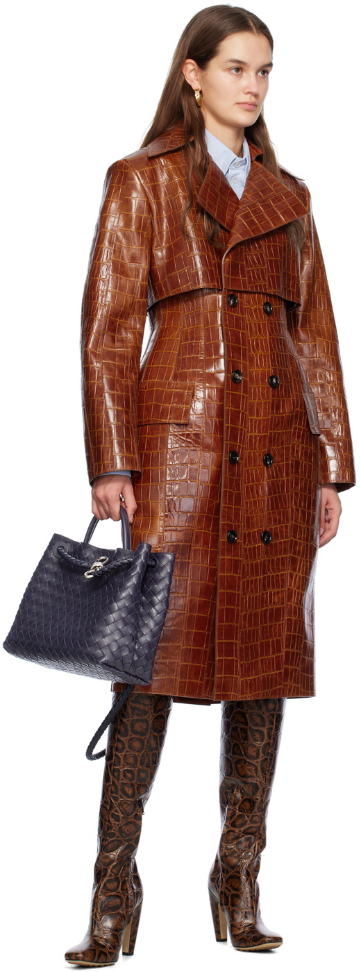 BOTTEGA VENETA 25S MEDIUM ANDIAMO 32 IN IVORY DARK BROWN CALFSKIN AND CANVAS