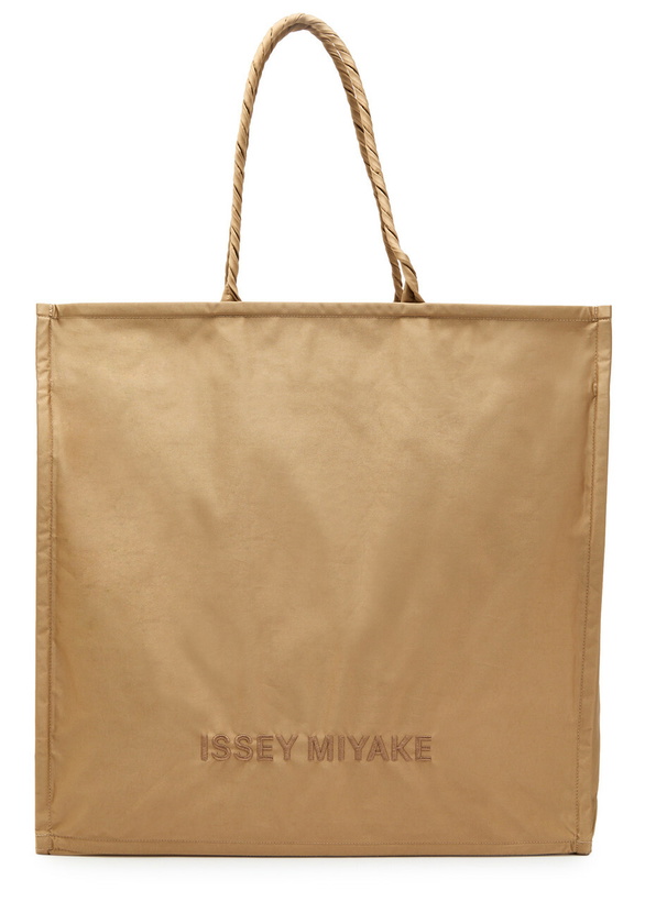 Photo: Issey Miyake Crumplable Logo-embroidered Woven Tote - Light Brown - One Size