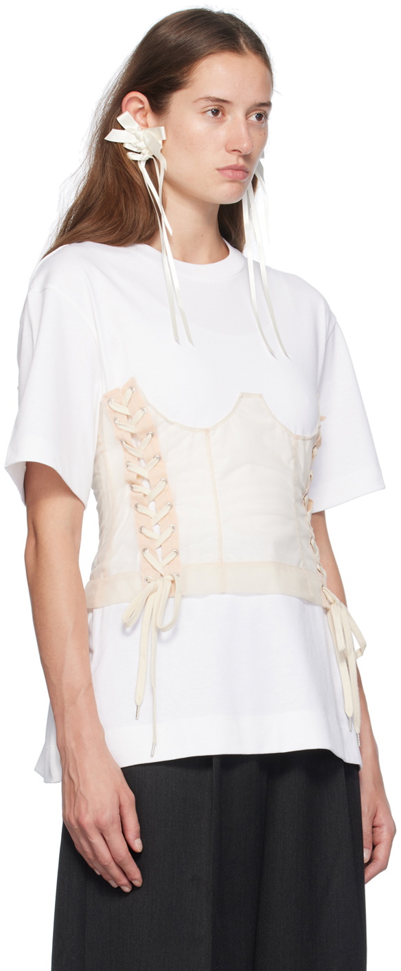 Simone Rocha White Corset Panel Boxy T-Shirt Simone Rocha