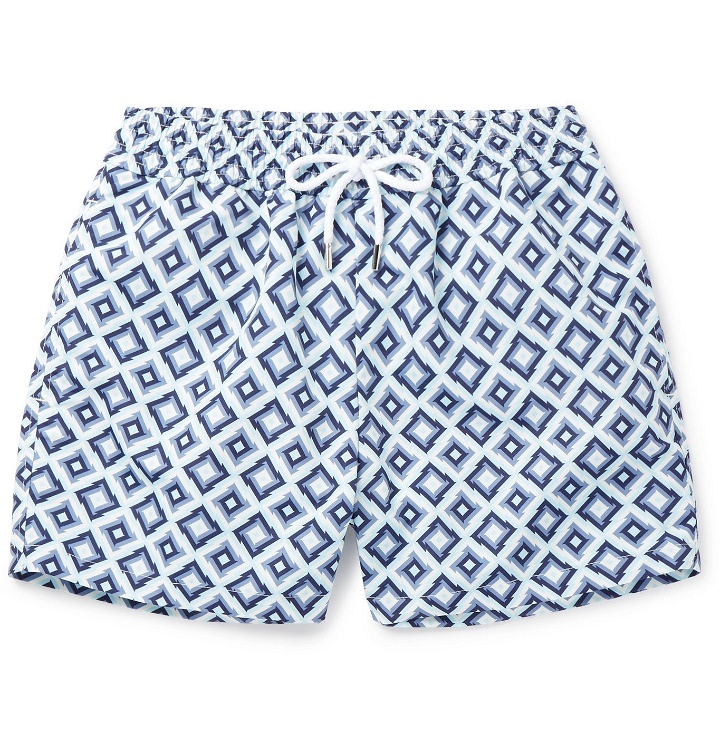 Photo: Frescobol Carioca - Pangra Slim-Fit Mid-Length Printed Swim Shorts - Blue