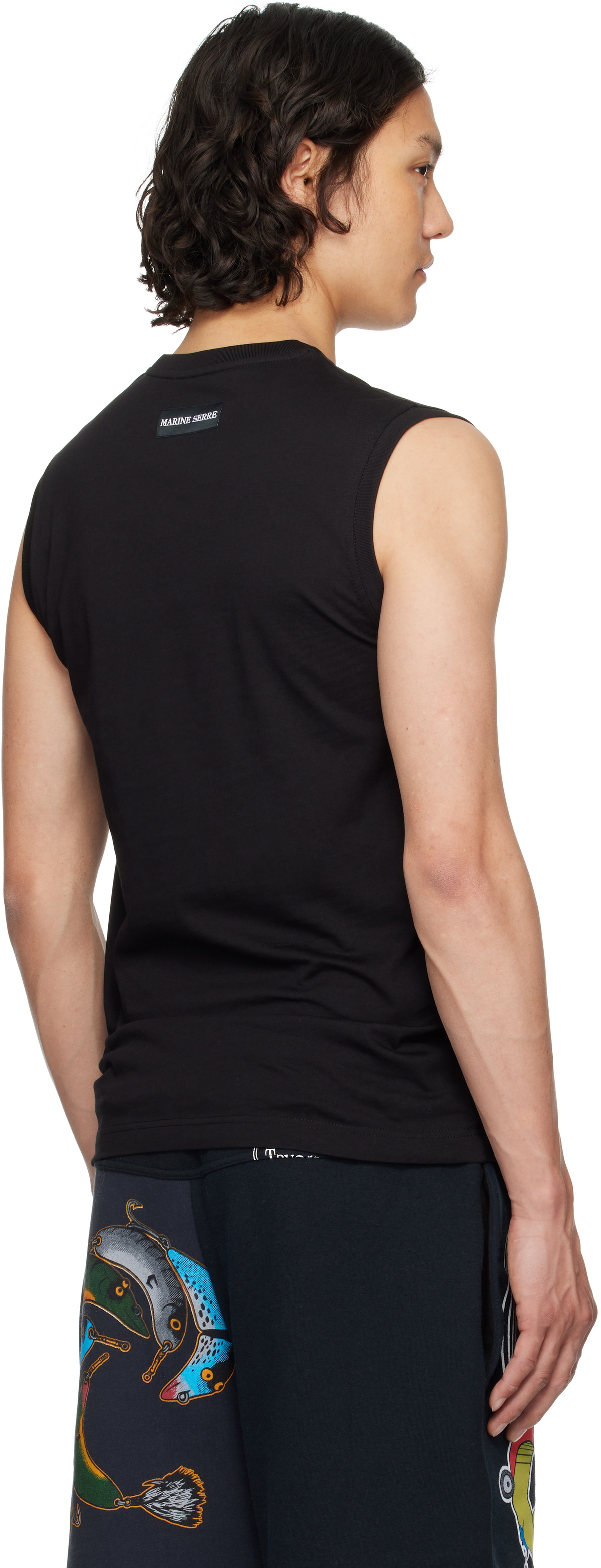 Marine Serre Black Moon Logo Jersey Sleeveless T-shirt