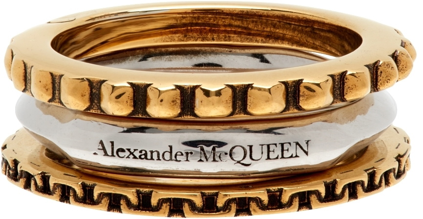 Alexander McQueen Gold/silver brass ring