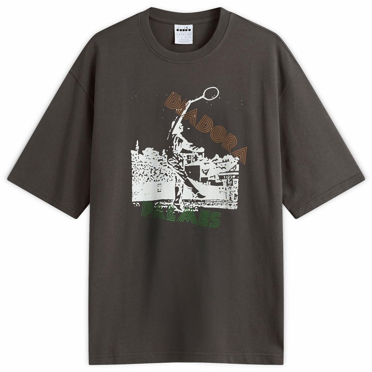 Diadora Men's x Palmes Legacy T-Shirt in Black Oyster