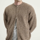 FrizmWORKS Men's Tweed Wool Deck Zip Cardigan in Brown