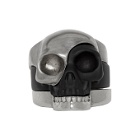 Alexander McQueen Gunmetal and Black Divided Skull Ring Set