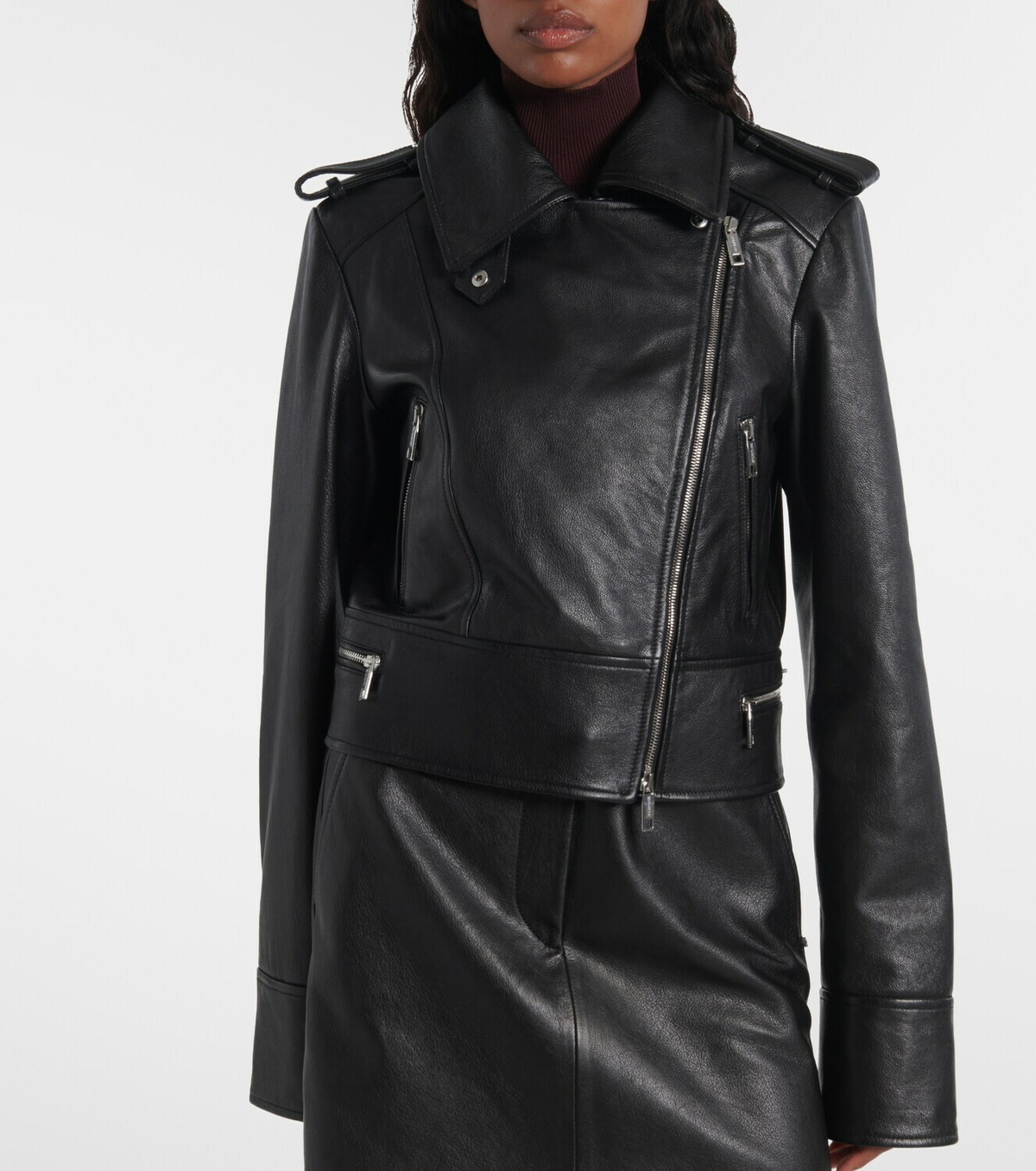 Sportmax Toscana shearling-trimmed leather jacket
