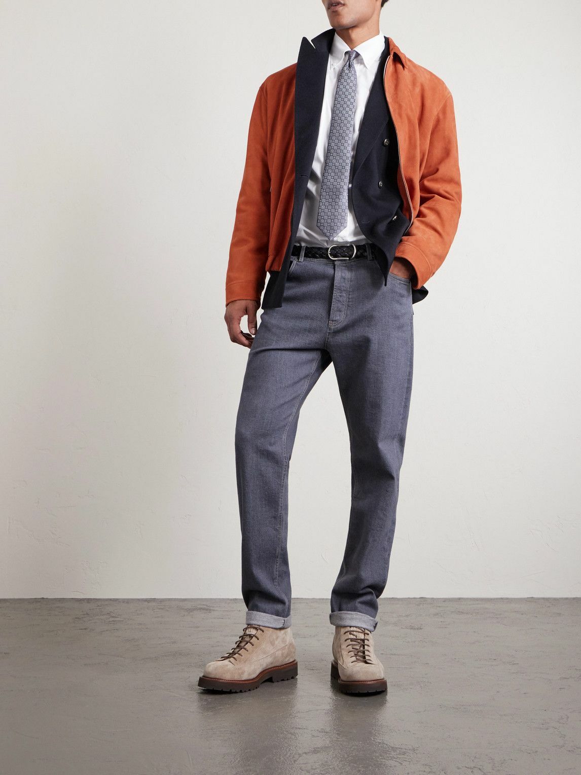 Brunello Cucinelli - Suede Blouson Jacket - Orange