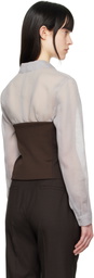 AMOMENTO Brown Button Up Bustier Top
