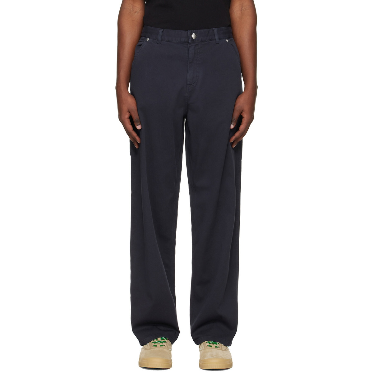 Moncler Navy Cotton Blend Gabardine Cargo Pants