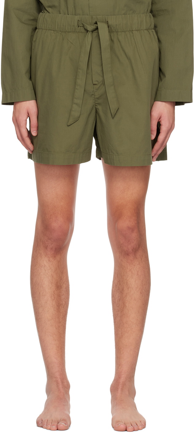Tekla Green Drawstring Pyjama Shorts Tekla Fabrics