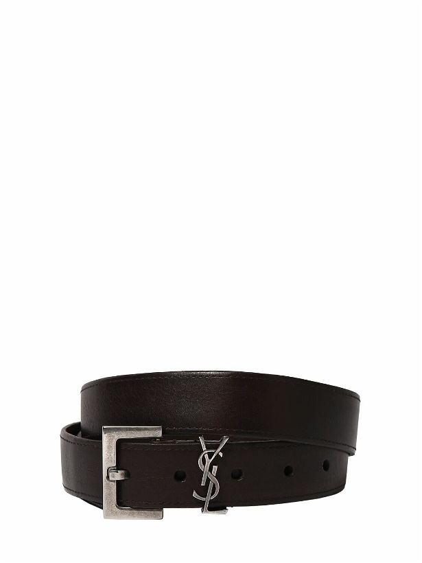 Photo: SAINT LAURENT - 3cm Cassandre Long Waist Leather Belt