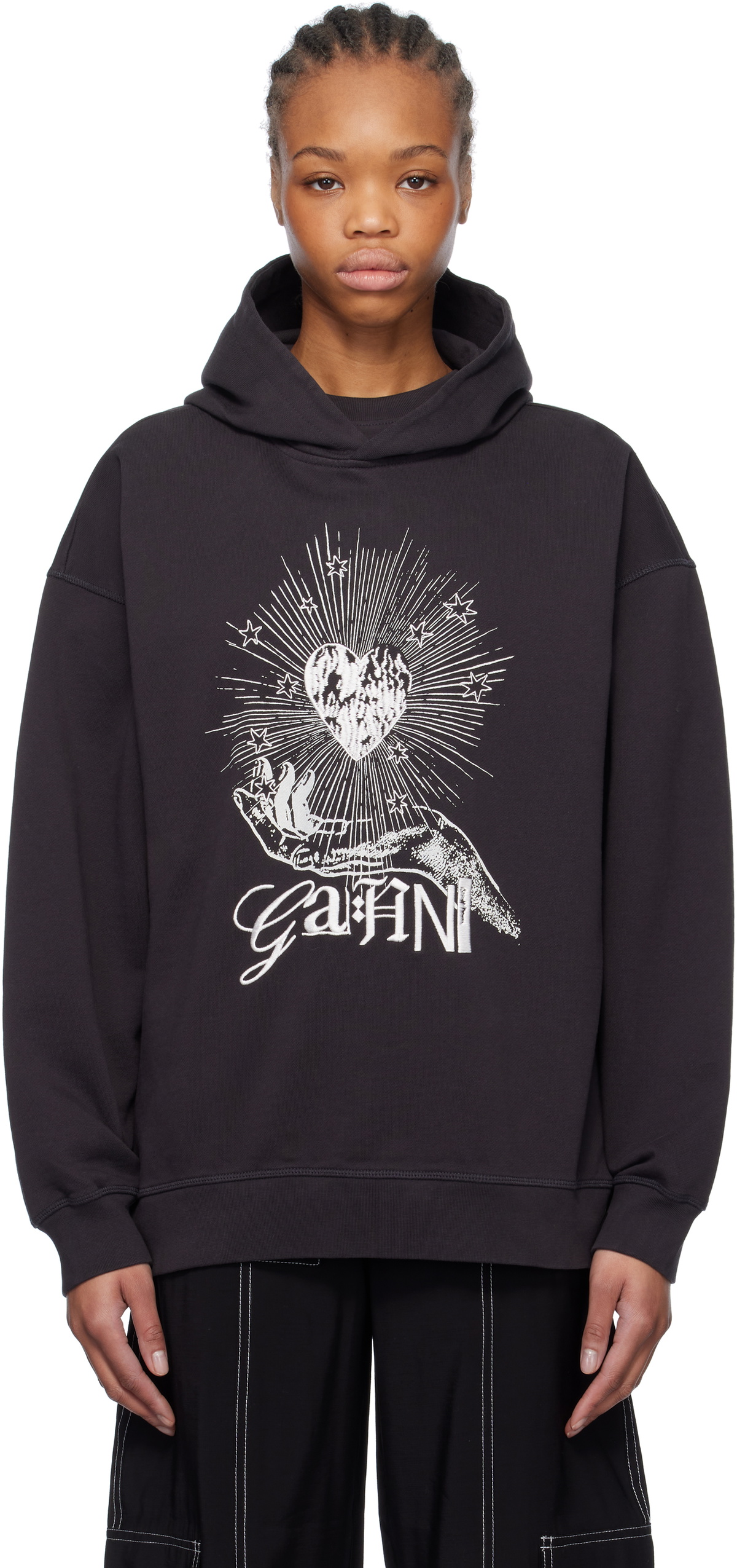 GANNI Grey Two-way Zip Hoodie GANNI