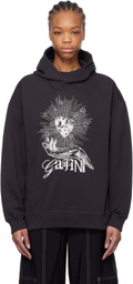 GANNI Black Isoli Heart Oversized Hoodie