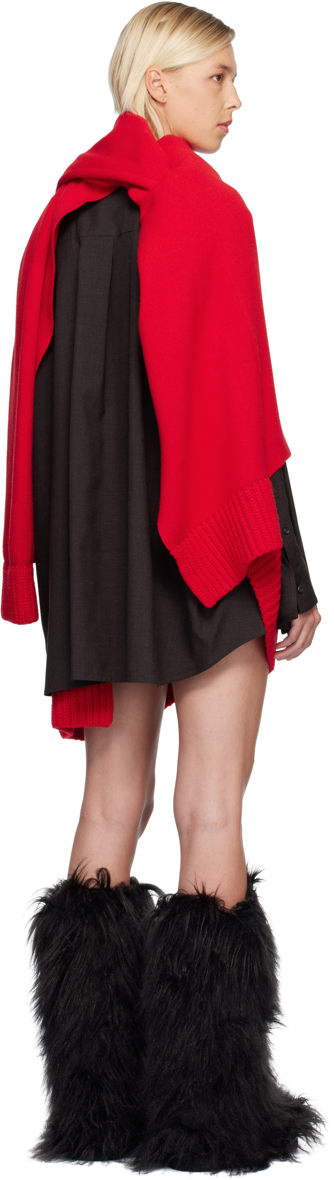 sacai Red Suiting & Wool Knit Minidress