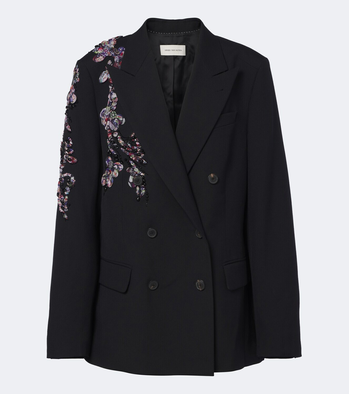 Dries Van Noten Embellished double-breasted wool blazer