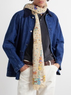 Drake's - Frayed Printed Wool and Silk-Blend Scarf