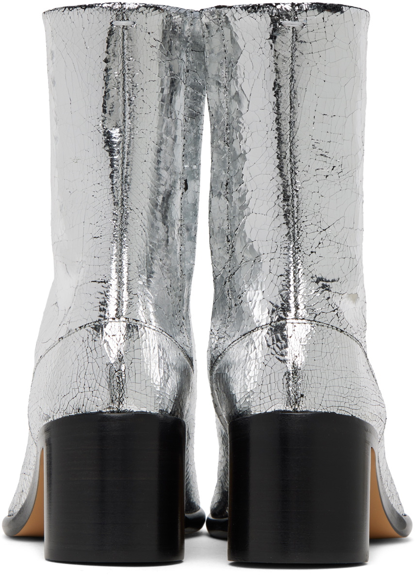 【Maison Margiela】シルバー Tabi Broken Mirror ブーツ Maison Margiela Silver Broken Mirror Tabi Boots Maison Margiela